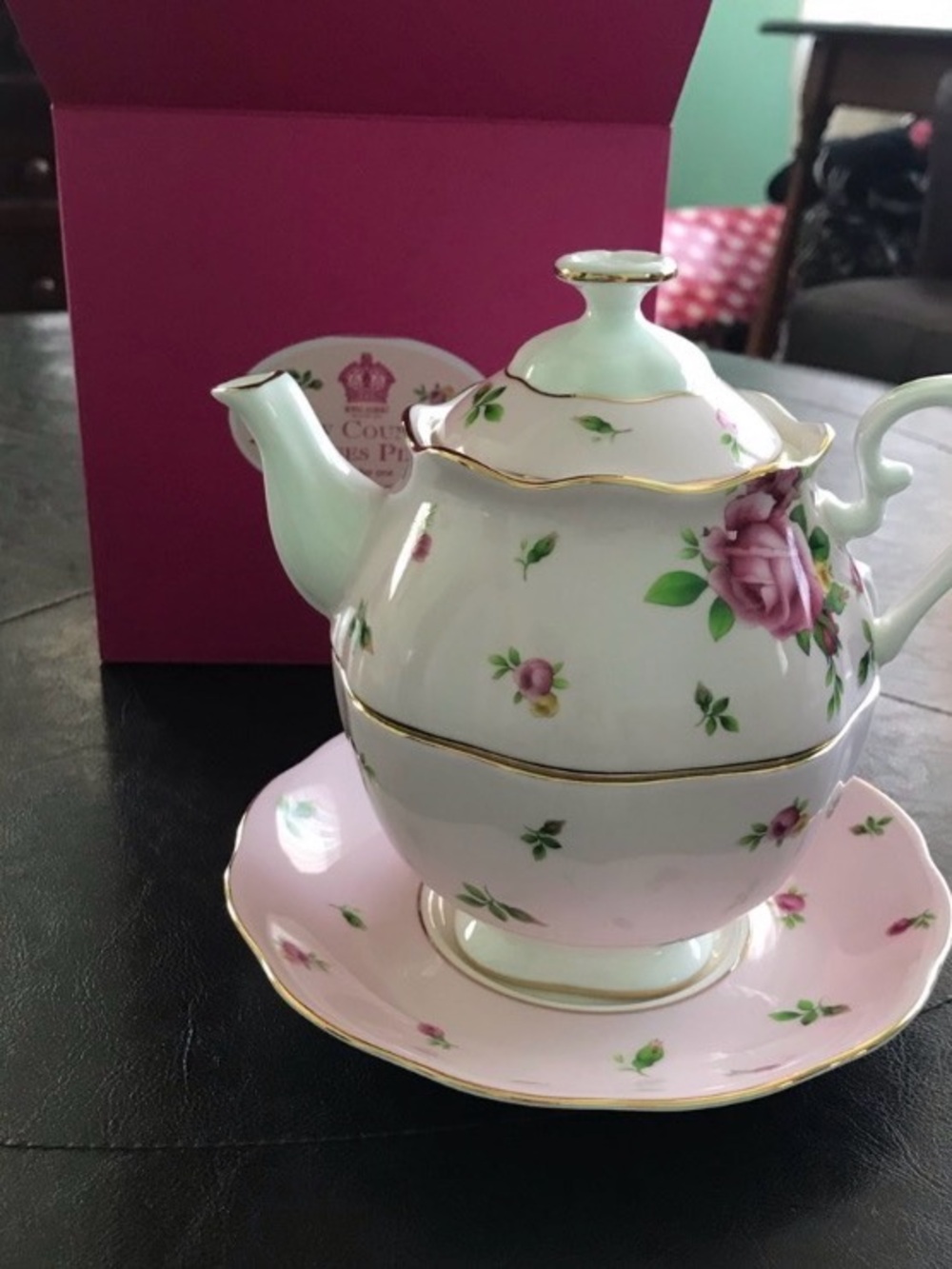 Royal Albert Pink and White Floral Teapot for One